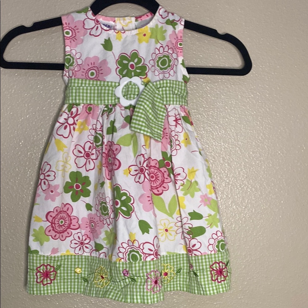 Blueberi Boulevard Pink and Green Sleeveless Sundress